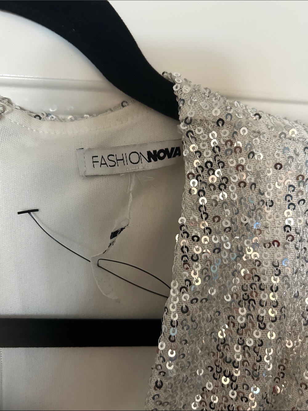 Fashion Nova Silver Sequin Tunic Top